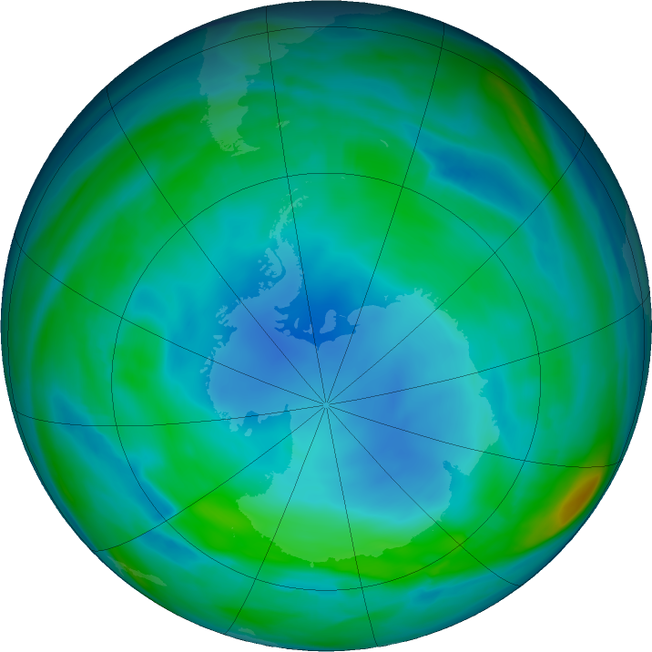 Antarctic ozone map for 28 June 2022